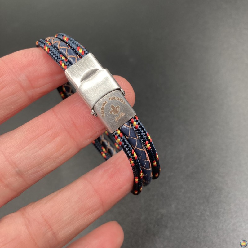 Pulsera combinación cordón naútico y cuero