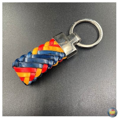 Llavero de cuero azul y colores España 2