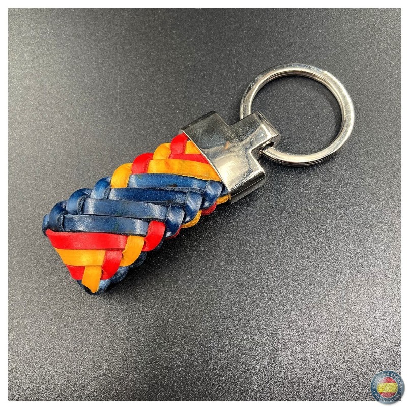 Llavero de cuero azul y colores España