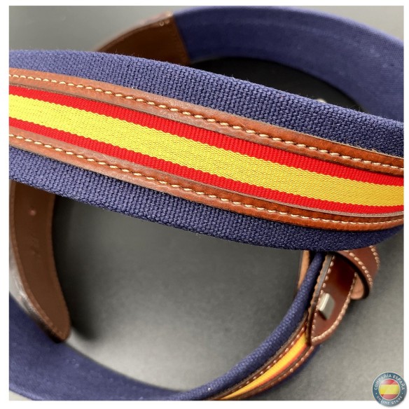 Cinturón combinado lona y piel con Bandera de España