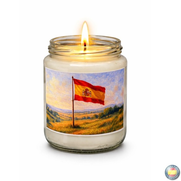 Vela con Bandera de España - Vela artesanal fabricada a mano en España