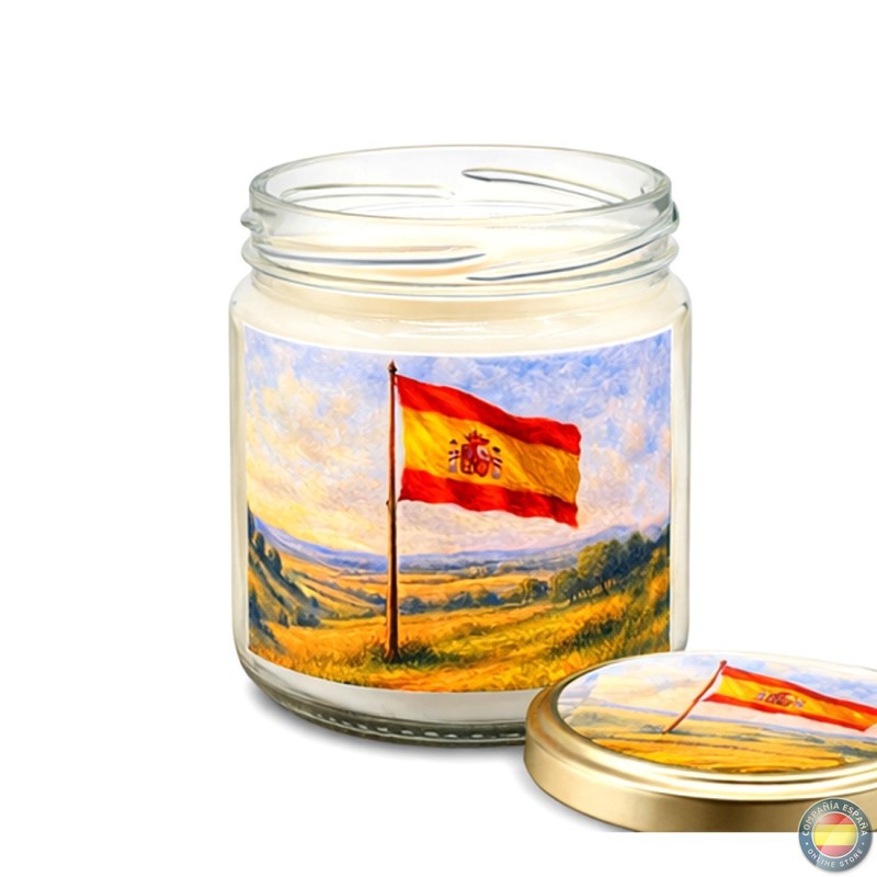 Vela con Bandera de España - Vela artesanal fabricada a mano en España