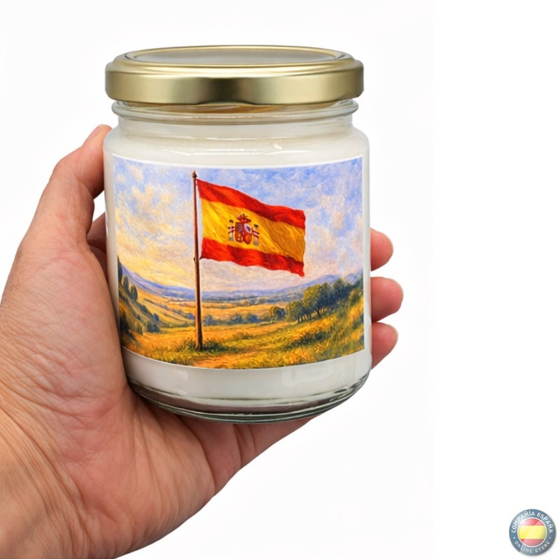 Vela con Bandera de España - Vela artesanal fabricada a mano en España