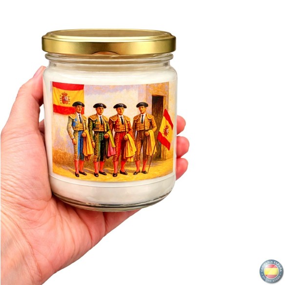 VELA ARTESANAL CON BANDERA DE ESPAÑA - TOREROS