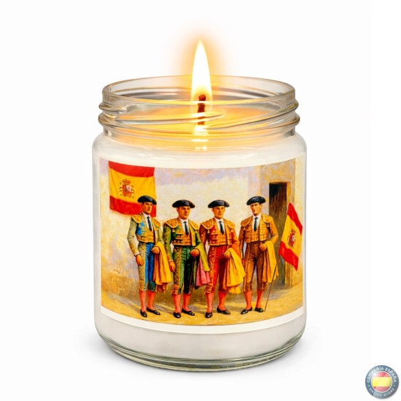 VELA ARTESANAL CON BANDERA DE ESPAÑA - TOREROS